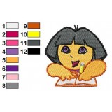 Dora Studying Time Embroidery Design